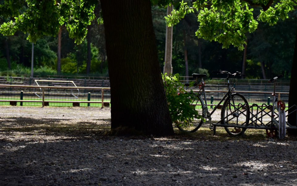 Stadion mit Fahrrad