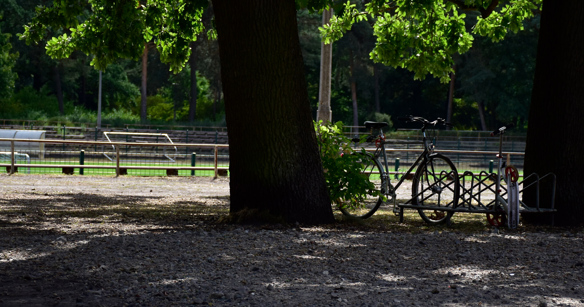 Stadion mit Fahrrad